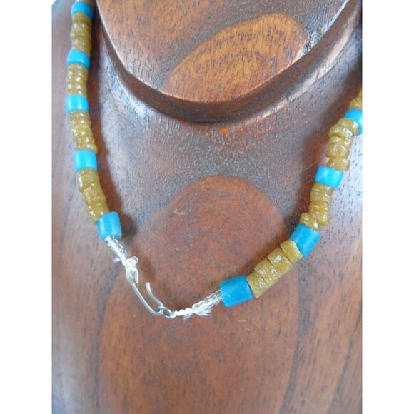 Vintage Heishi Necklace Metal Bead Graduated Shell Beads Santo Domingo Native - Picture 3 of 7